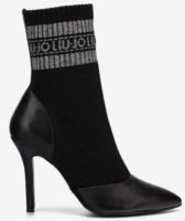 Čierne ponožkové dámske topánky na vysokom podpätku