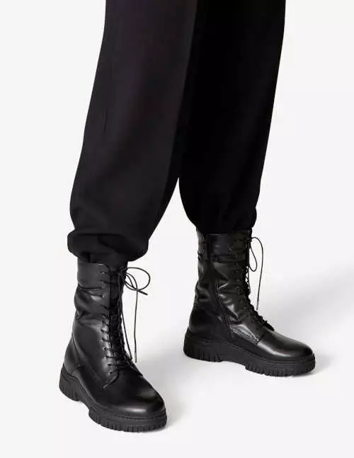 Čierne kožené členkové topánky